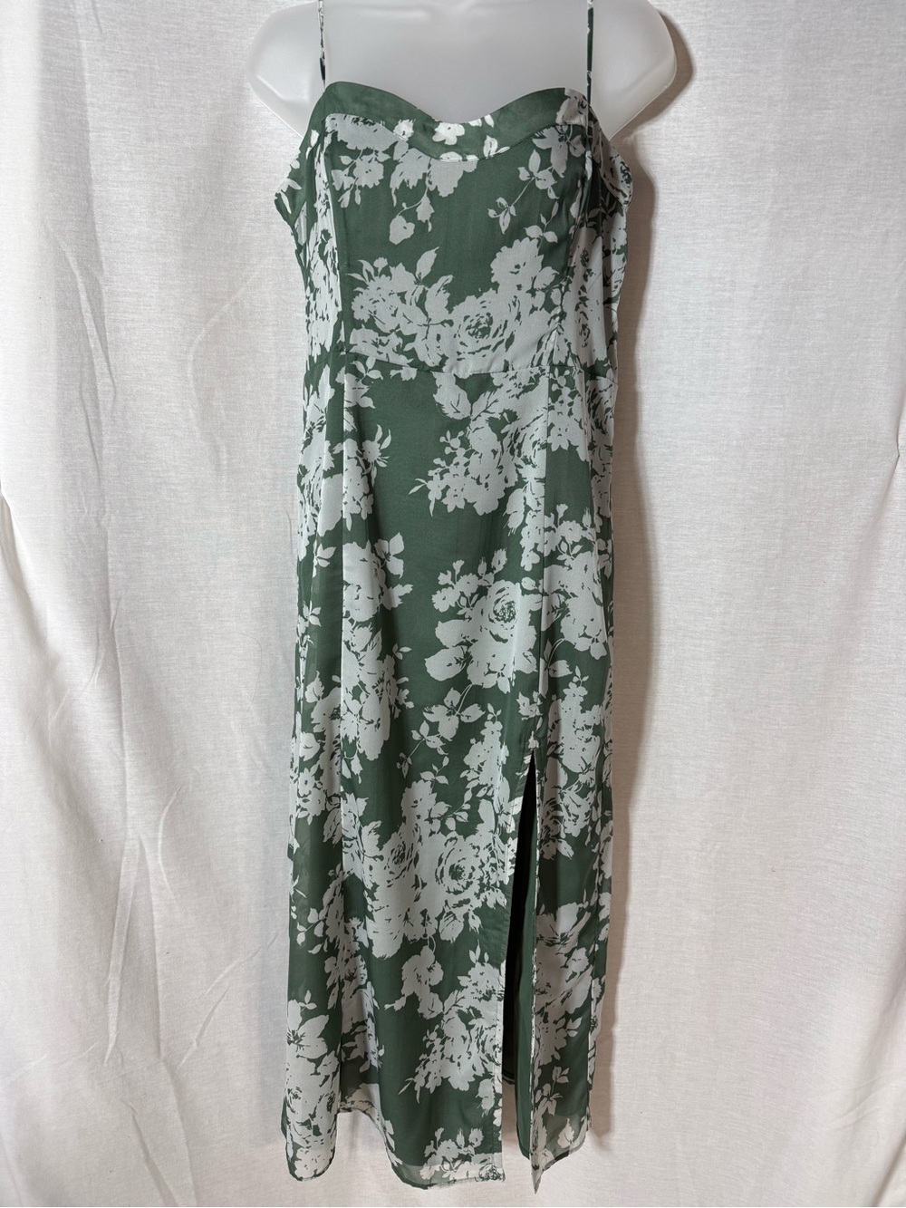 Abercrombie & Fitch Green and White Floral Maxi Slip Dress Size Medium